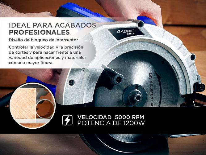 Sierra Circular Eléctrica Gadnic SC1650 Multipropósito 1200W 185mm - 2