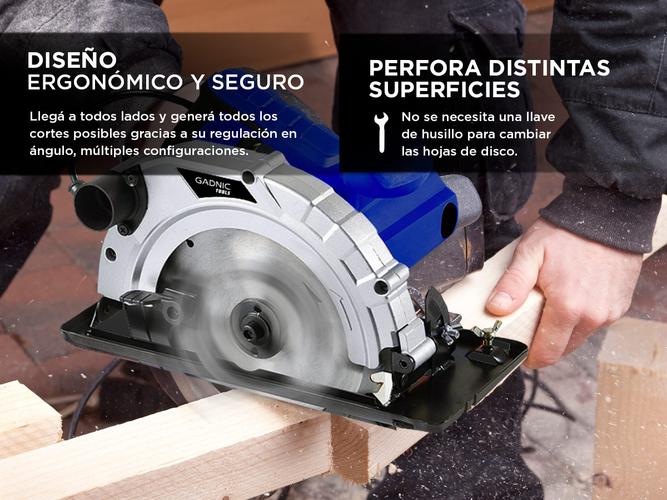 Sierra Circular Eléctrica Gadnic SC1650 Multipropósito 1200W 185mm - 3
