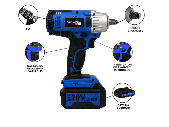 Llave de impacto inalámbrica Gadnic D200 20V - 4