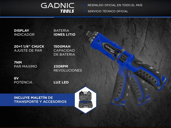 Destornillador Electrico inalámbrico D72 Gadnic + Kit 87 Accesorios Con Estuche  - 1