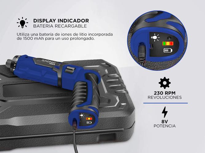 Destornillador Electrico inalámbrico D72 Gadnic + Kit 87 Accesorios Con Estuche  - 4