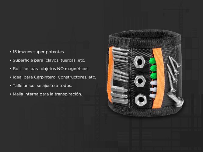 Pulsera magnética Gadnic para herramientas con imanes para sujetar clavos tornillos brocas  - 2