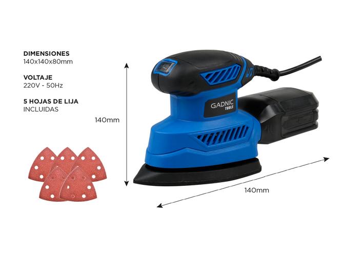 Lijadora Electrica Gadnic  5 Hojas de Lija 130w 1300 rpm - 5