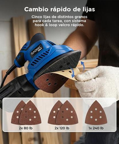 Lijadora Electrica Gadnic  5 Hojas de Lija 130w 1300 rpm - 4