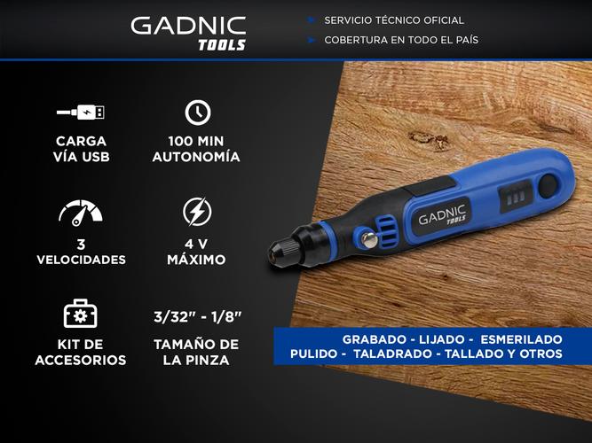 Mini Torno Inalámbrico Gadnic Roty 3,6 V + Brocas - 1
