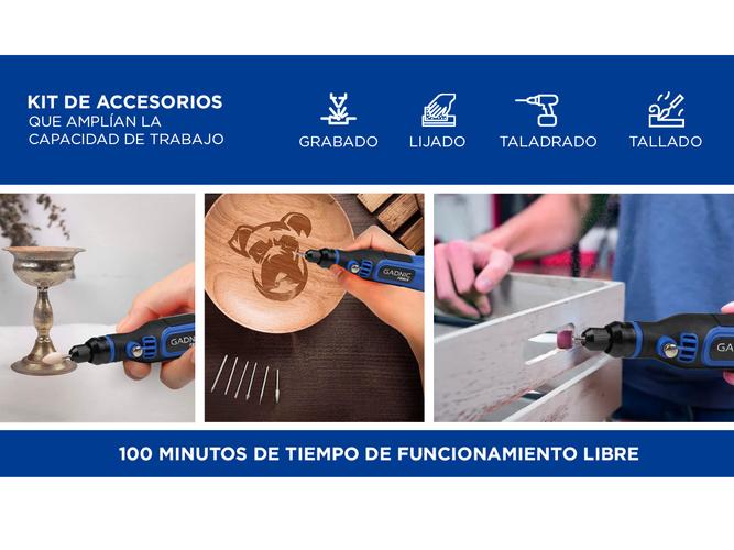 Mini Torno Inalámbrico Gadnic Roty 3,6 V + Brocas - 3