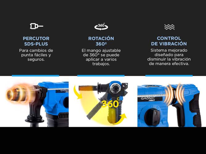 Taladro Multipropósito Gadnic Perforador Eléctrico 1500w 4200 BPM - 3