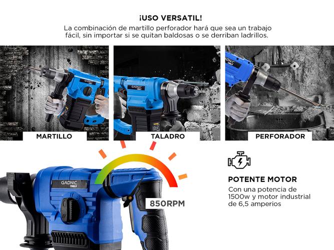 Taladro Multipropósito Gadnic Perforador Eléctrico 1500w 4200 BPM - 4