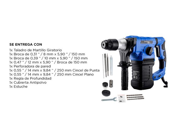 Taladro Multipropósito Gadnic Perforador Eléctrico 1500w 4200 BPM - 6
