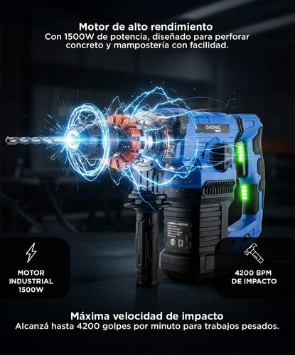 Taladro Multipropósito Gadnic Perforador Eléctrico 1500w 4200 BPM - 3