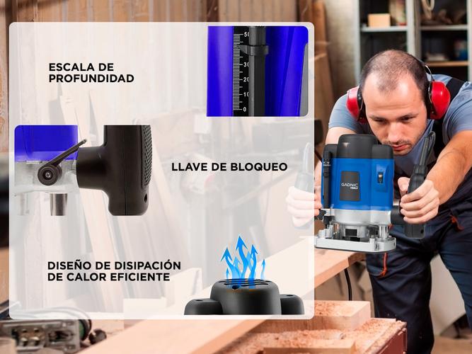 Cortadora de Enrutador Eléctrico Gadnic ROUT1200 Carpintería Madera - 3