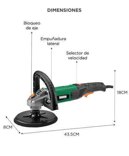 Pulidora Electrica Bron By Gadnic 1200W Velocidad Variable 180 mm Empuñadura Lateral - 5