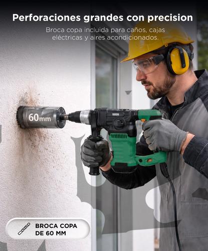 Rotomartillo Bron by Gadnic 3 en 1 Alta Potencia 1500W Velocidad Ajustable SDS Plus 800 RPM 6J 230V 50Hz Kit Completo Broca Copa 60 mm - 2