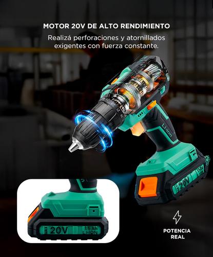 Taladro Gadnic 20 V Inalámbrico Profesional Luz LED - 2
