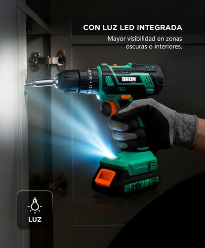Taladro Gadnic 20 V Inalámbrico Profesional Luz LED - 4