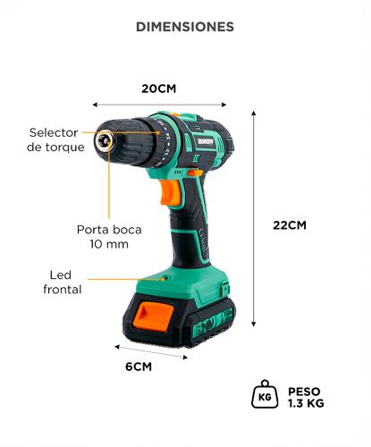 Taladro Gadnic 20 V Inalámbrico Profesional Luz LED - 5