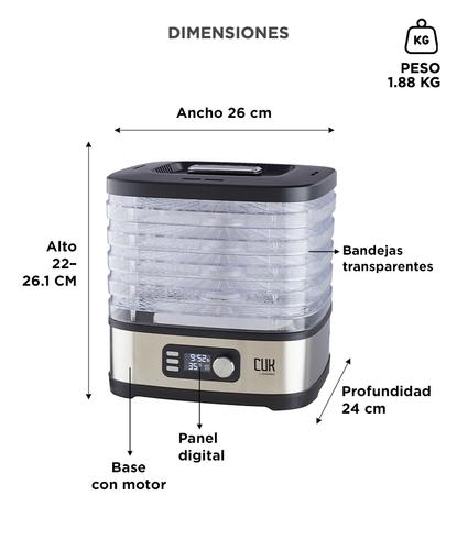 Deshidratador De Alimentos CUK By Gadnic 5 Bandejas Display Digital 240W - 5