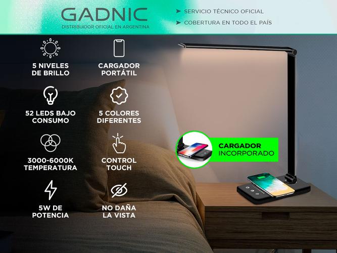 Lampara De Escritorio Led Gadnic Cargador Inalámbrico 5 Colores  Outlet - 1