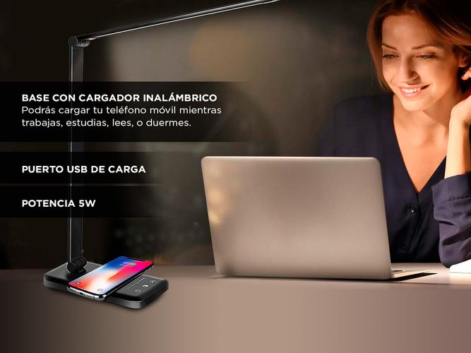 Lampara De Escritorio Led Gadnic Cargador Inalámbrico 5 Colores  Usado - 4