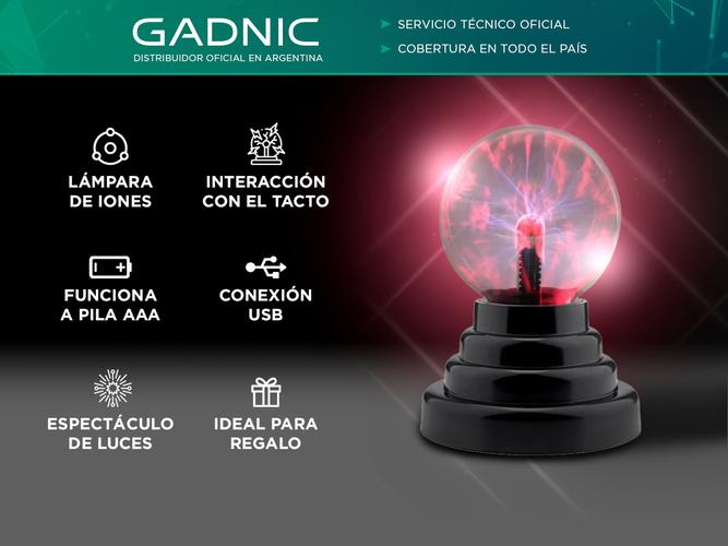 Lámpara de Plasma Eléctrica Gadnic Bola de Luz con Rayos - 1