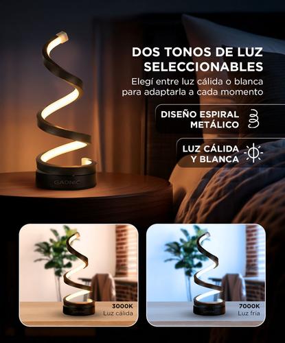 Lámpara De Mesa Gadnic Velador LED Espiral Regulable - 2