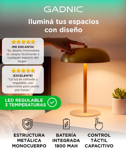 Lampara de Mesa LED Gadnic Inalambrica MAH 3 Tonos de Luz Touch USB C - 1