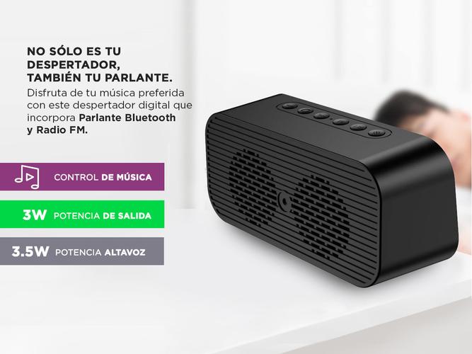 Reloj Despertador Digital Gadnic W1 Parlante Bluetooth Radio FM Alarma  - 2