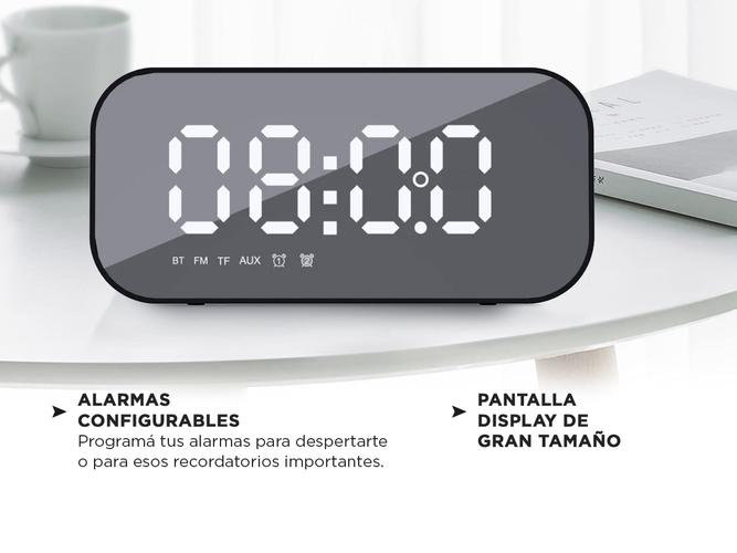 Reloj Despertador Digital Gadnic W1 Parlante Bluetooth Radio FM Alarma  - 3