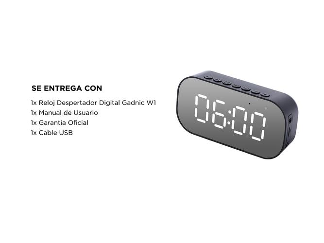 Reloj Despertador Digital Gadnic W1 Parlante Bluetooth Radio FM Alarma  - 5