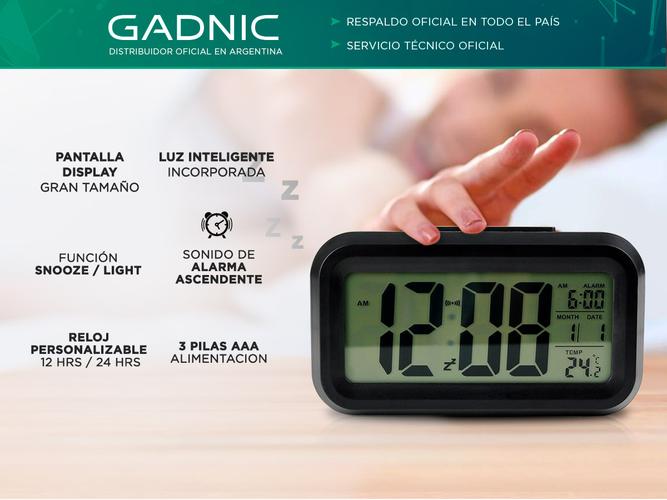 Reloj Despertador Digital Gadnic Alarma Snooze Fecha Hora Temp - 1