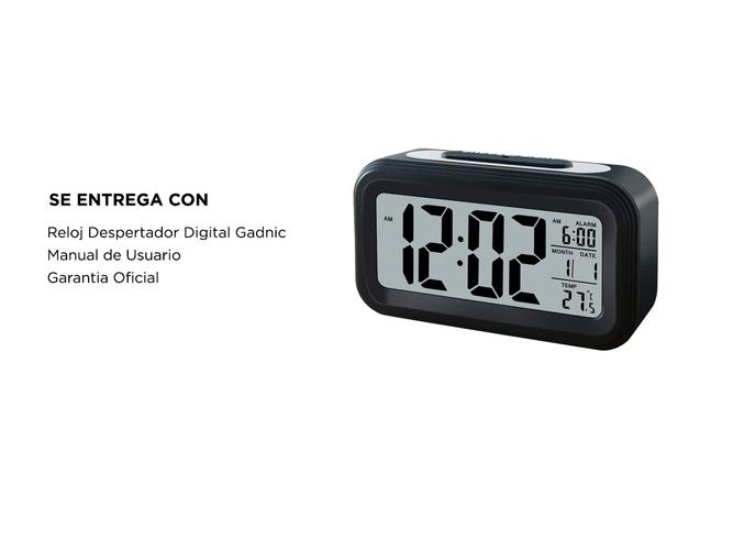 Reloj Despertador Digital Gadnic Alarma Snooze Fecha Hora Temp - 4