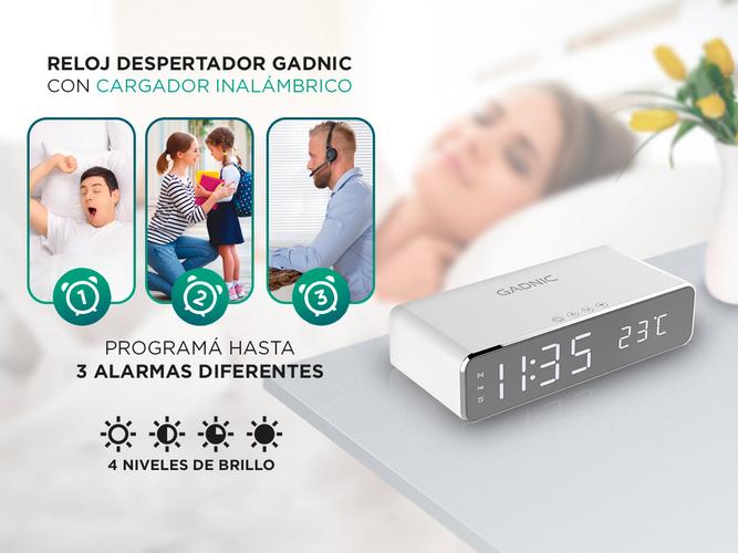 Reloj despertador con Cargador Wireless Gadnic Reloj Despertador iPhone Android - 2