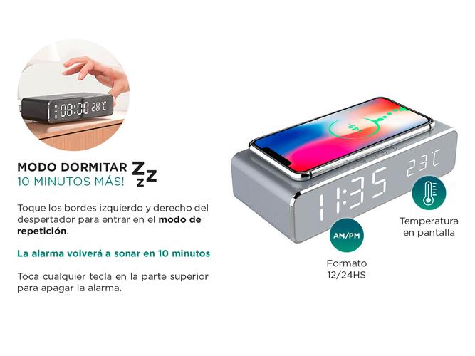 Reloj despertador con Cargador Wireless Gadnic Reloj Despertador iPhone Android - 4