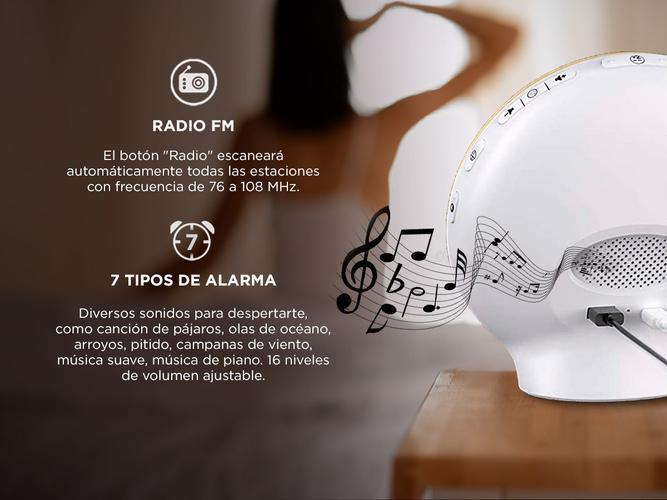 Reloj Despertador Gadnic 7 Colores Luz de Amanecer con Radio FM - 2