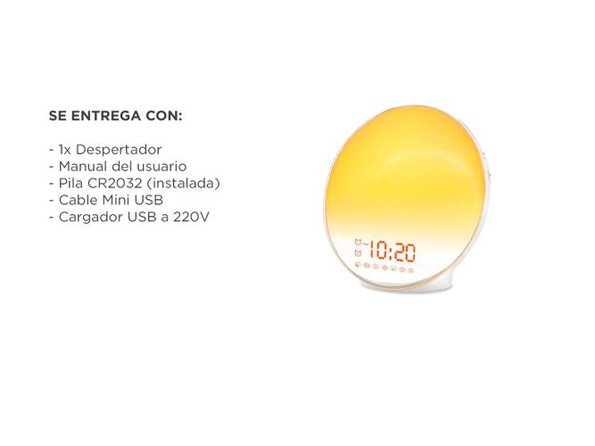 Reloj Despertador Gadnic 7 Colores Luz de Amanecer con Radio FM - 6