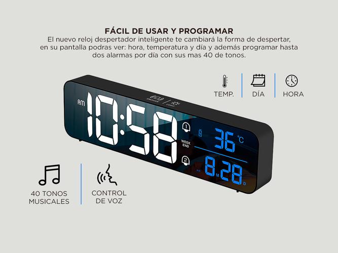 Despertador LED Inteligente Gadnic DP5PRO 40 Tonos Musicales  - 2