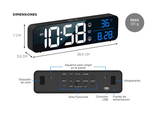 Despertador LED Inteligente Gadnic DP5PRO 40 Tonos Musicales  - 5