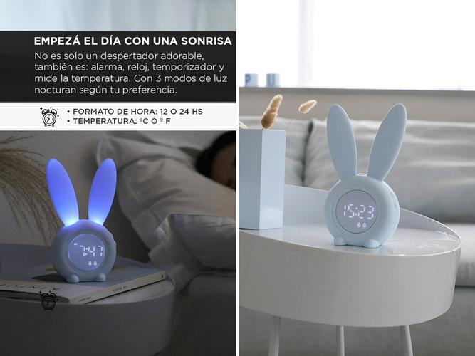 Despertador y Luz de Noche Conejo Gadnic con Pantalla Digital - 2