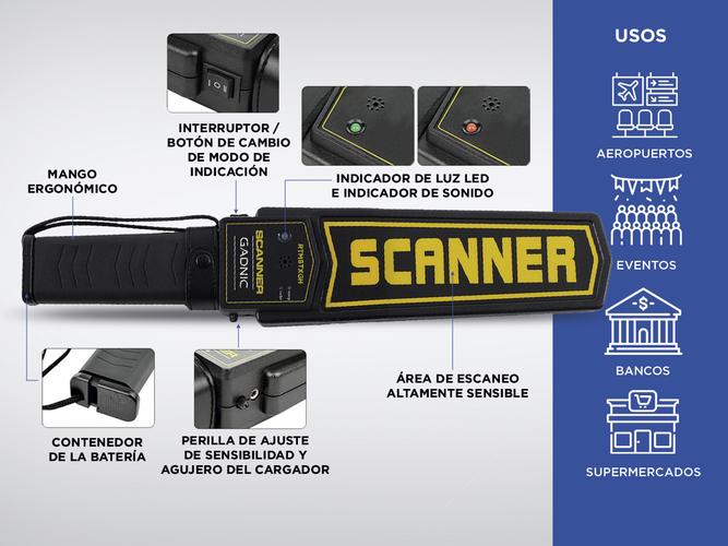 Detector de metales Gadnic De Mano Seguridad Portátil  - 3