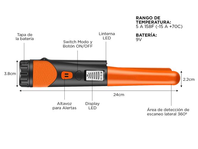 Detector De Metales Gadnic Portátil Con Display Led 1 Mts - 4