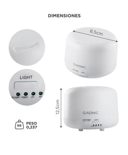 Difusor Gadnic Humidificador Ultrasónico 300ml 20hs 7 Colores - 5