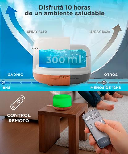  Difusor Aromaterapia Ultrasónico Gadnic Bamboo – 300ml 7 Luces LED Temporizador Apagado Automático - 3