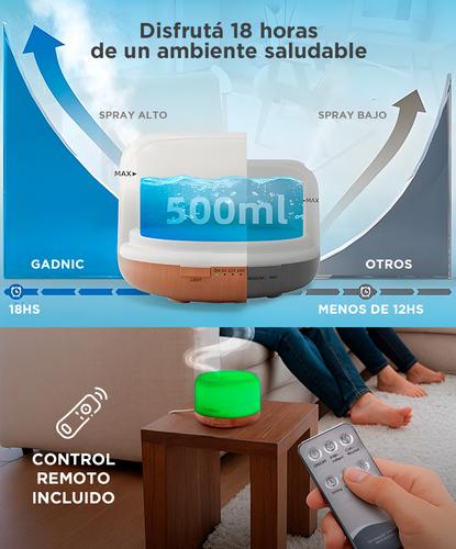  Difusor Aromaterapia Ultrasónico Gadnic Bamboo – 300ml 7 Luces LED Temporizador Apagado Automático - 3