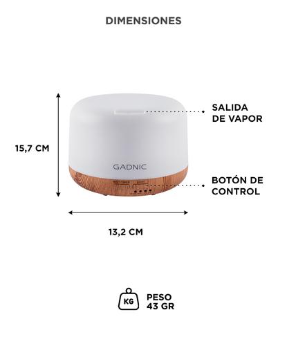  Difusor Aromaterapia Ultrasónico Gadnic Bamboo – 300ml 7 Luces LED Temporizador Apagado Automático - 5