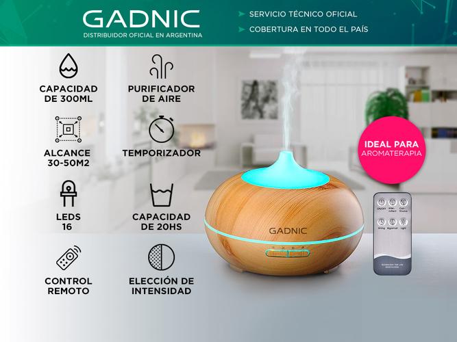 Difusor Gadnic Plus Humidificador Ultrasónico 300ml 20hs 7 Colores - 1