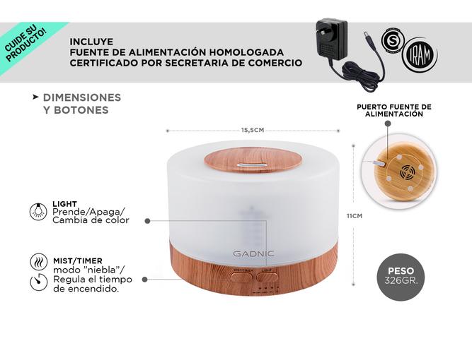 Difusor Humidificador Aromatizante LED 500ml - 4