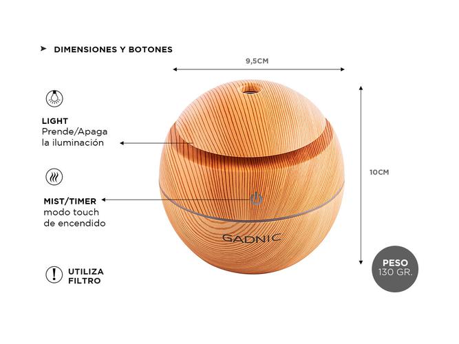 Difusor Gadnic Humidificador Aromatizante para Aceites 130mL Bamboo - 4