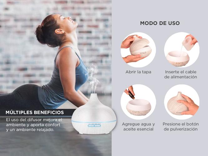 Difusor Aromático Gadnic Humidificador Ultrasónico Con Luz LED 7 Colores 500ml - 3
