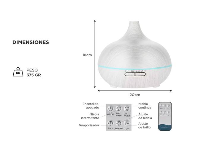 Difusor Aromático Gadnic Humidificador Ultrasónico Con Luz LED 7 Colores 500ml - 5