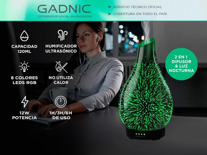 Difusor Aromático Ultrasónico Gadnic AL-UUQ Luz Fuegos Artificiales - 1